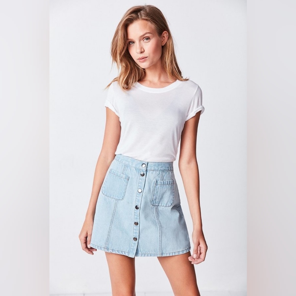 Ghanda Button Up Denim Mini Skirt Size 8